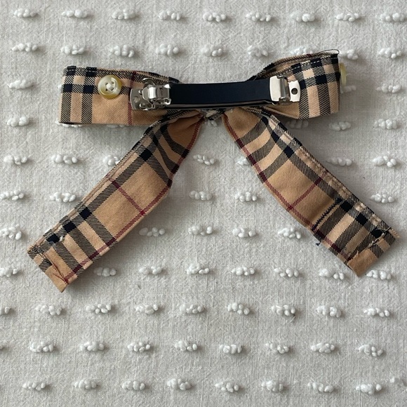 Authentic Repurposed BURBERRY Bow Barrette Hair Clip - Picture 2 of 11
